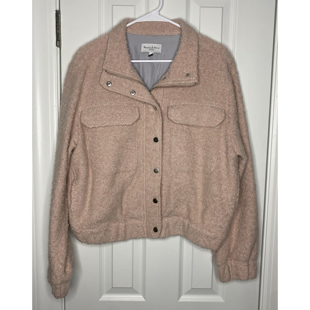 Michael Stars Women's Cropped Teddy Jacket Pink Size Small
